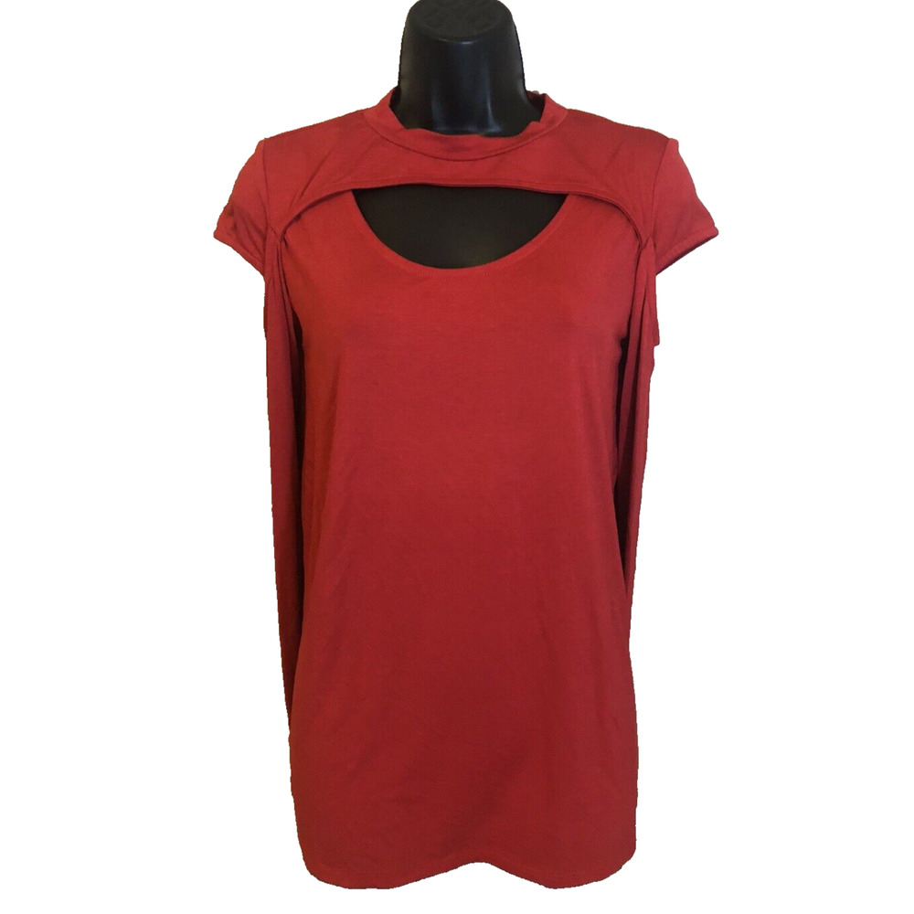 143 Story by Line Up Womens Shirt Size Small Long Sleeve Red Open Shoulder Top